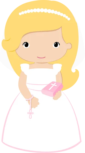 First Communion Girl Cartoon PNG Image