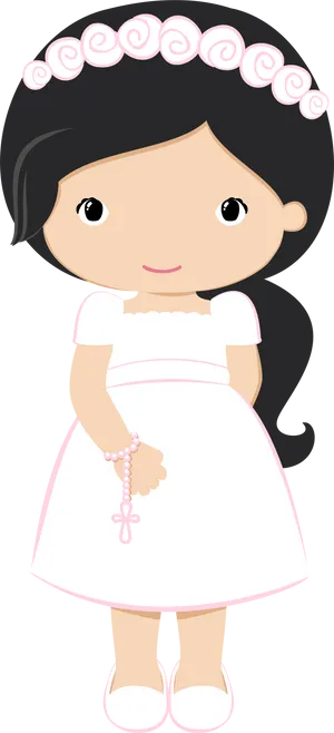 First Communion Girl Cartoon PNG Image