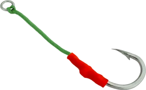 Fishing Hookwith Green Lineand Red Handle.png PNG Image