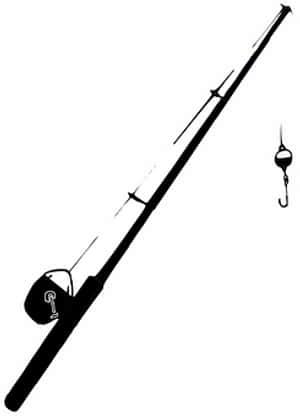 Fishing Rodand Hook Silhouette PNG with transparent background
