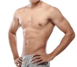 Fit Male Torso Showing Abs PNG Image