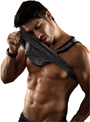 Fitness Model Showing Abs PNG Image