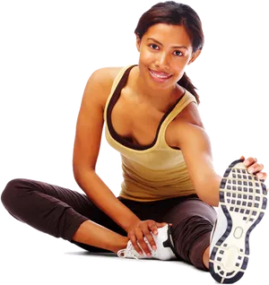 Fitness Woman Stretching Exercise PNG Image