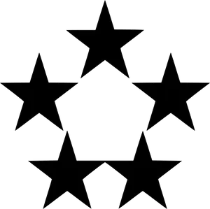 Five Black Stars Graphic PNG Image