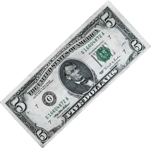 Five Dollar Bill United States Currency PNG Image