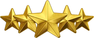 Five Gold Stars Black Background PNG Image