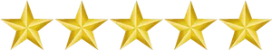 Five Gold Stars Black Background PNG Image