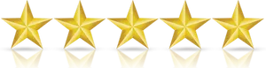 Five Gold Stars Reflection PNG Image