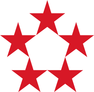 Five Red Stars Black Background PNG Image