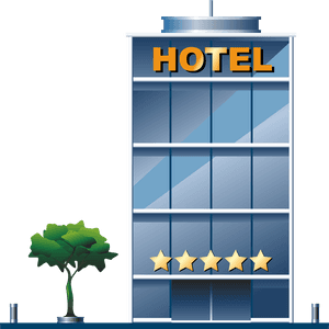 Five Star Hotel Facade Illustration PNG image with transparent background