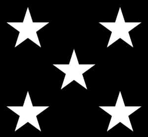 Five White Stars Black Background PNG
