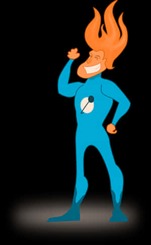Flame Haired Superhero Illustration PNG with transparent background