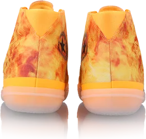 Flame Print Sneakers Rear View PNG Image