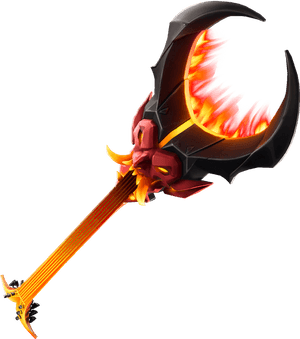 Flaming Axe Fantasy Weapon PNG image with transparent background