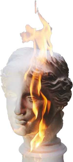 Flaming Classical Bust Candle PNG Image