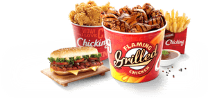 Flaming Grilled Chicken Combo Meal PNG image with transparent background