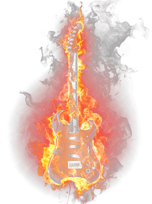 Flaming Guitar Graphic PNG image with transparent background