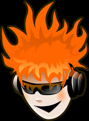 Flaming Hair Character Avatar PNG image with transparent background