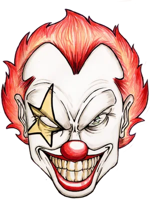 Flaming Hair Clown Illustration PNG Image