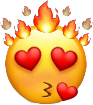 Flaming_ Heart_ Eyes_ Emoji PNG Image