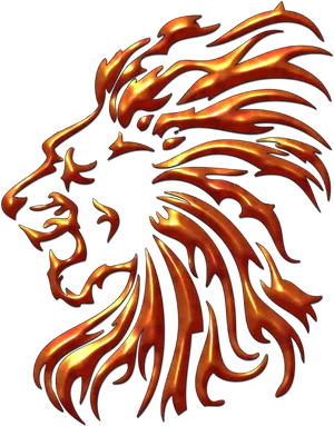 Flaming Lion Profile Tattoo Design PNG Image