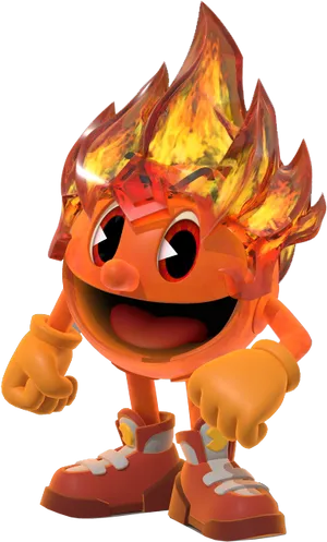 Flaming_ Pacman_ Character PNG Image