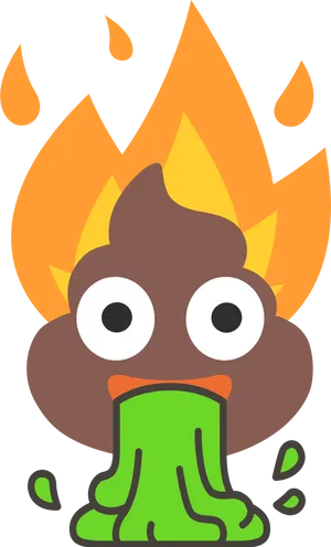 Flaming Poop Emoji Illustration PNG Image