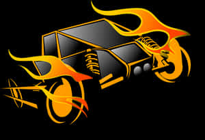Flaming Race Car Graphic PNG image with transparent background