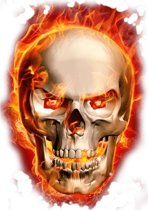 Flaming Skull Artwork PNG image with transparent background