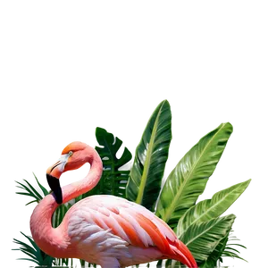 Flamingo In Tropical Garden Png Qgc77 PNG Image