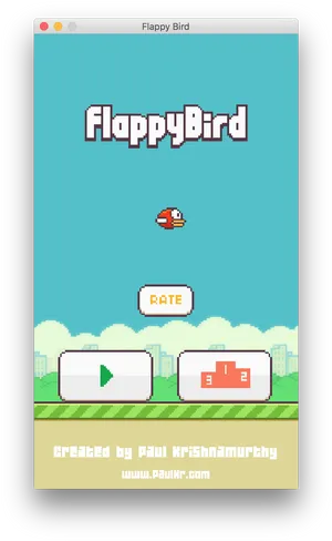 Flappy Bird Game Menu Screen PNG Image