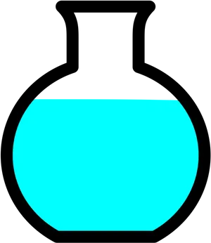 Flat Bottom Flaskwith Blue Liquid PNG Image