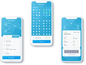 Flight Booking App Screens PNG Image