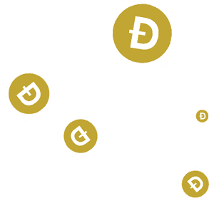 Floating Dogecoin Icons Background PNG image with transparent background