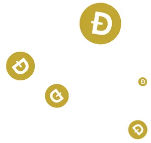 Floating Dogecoin Icons Background PNG Image