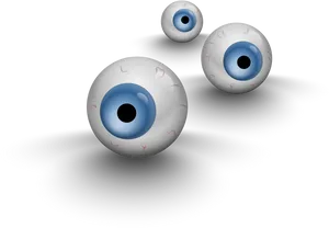 Floating Eyeballs Illustration PNG Image