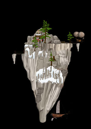 Floating_ Fantasy_ Island_ Illustration PNG image with transparent background