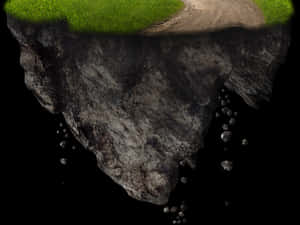 Floating Grassy Rock Island PNG image with transparent background