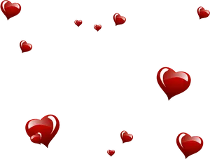 Floating Hearts Black Background PNG Image