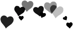 Floating Hearts Silhouette PNG Image