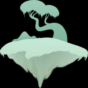 Floating Island Tree Silhouette PNG image with transparent background