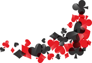Floating Playing Cards Suits Black Background PNG Image
