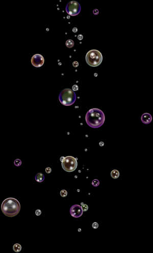 Floating Soap Bubbleson Black Background PNG image with transparent background