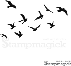 Flock_of_ Birds_ Silhouette_ Art PNG Image