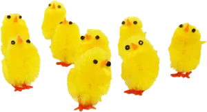 Flock_of_ Fuzzy_ Yellow_ Chicks PNG Image