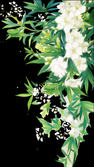 #white #flower #nature #border #leaves #landscape - Border White Flower Png, Transparent Png PNG