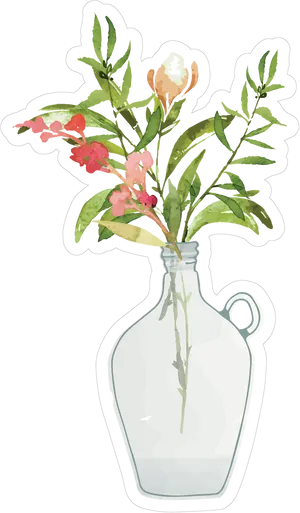 Floral Arrangementin Clear Vase PNG Image