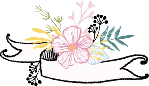 Floral Banner Illustration PNG Image