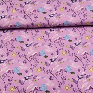 Floral Bird Pattern Fabric PNG Image