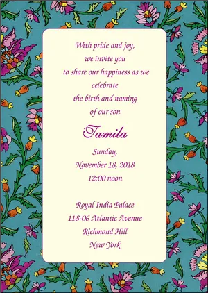 Floral Birth Announcement Invitation PNG Image